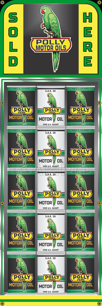 POLLY OIL CAN RACK DISPLAY GAS STATION PRINTED BANNER SIGN MURAL ART 20" x 60"