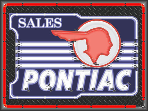 PONTIAC CAR SALES MARQUEE Neon Effect Sign Printed Banner 4' x 3'