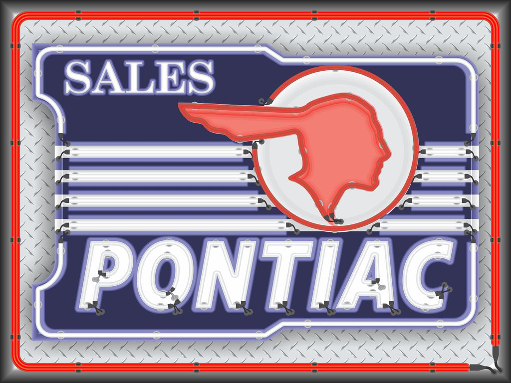 PONTIAC CAR SALES MARQUEE Neon Effect Sign Printed Banner 4' x 3'