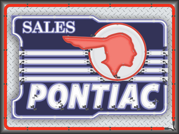 PONTIAC CAR SALES MARQUEE Neon Effect Sign Printed Banner 4' x 3'