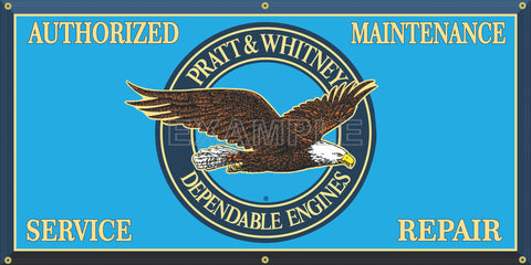 PRATT AND WHITNEY ENGINES AIRCRAFT AIRPLANES VINTAGE OLD SCHOOL SIGN REMAKE BANNER SIGN ART MURAL 2' X 4'/3' X 6'/4' X 8'