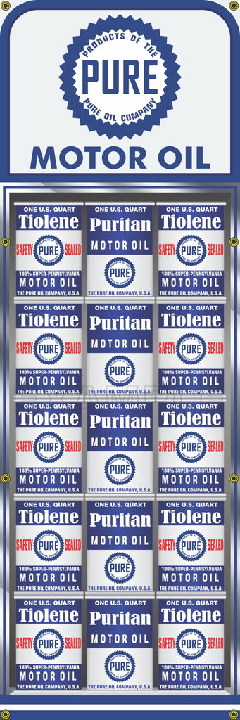PURE OIL CAN RACK DISPLAY GAS STATION PRINTED BANNER SIGN MURAL ART 20" x 60"