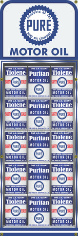 PURE OIL CAN RACK DISPLAY GAS STATION PRINTED BANNER SIGN MURAL ART 20" x 60"