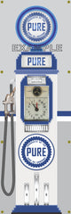 PURE OIL GASOLINE OLD CLOCK FACE GAS PUMP Sign Printed Banner VERTICAL 2' x 6'