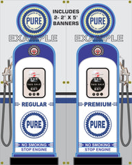 PURE OIL GAS STATION GAS PUMP INDIVIDUAL OR SET PRINTED BANNER SHOP ART MURAL 2' X 5'