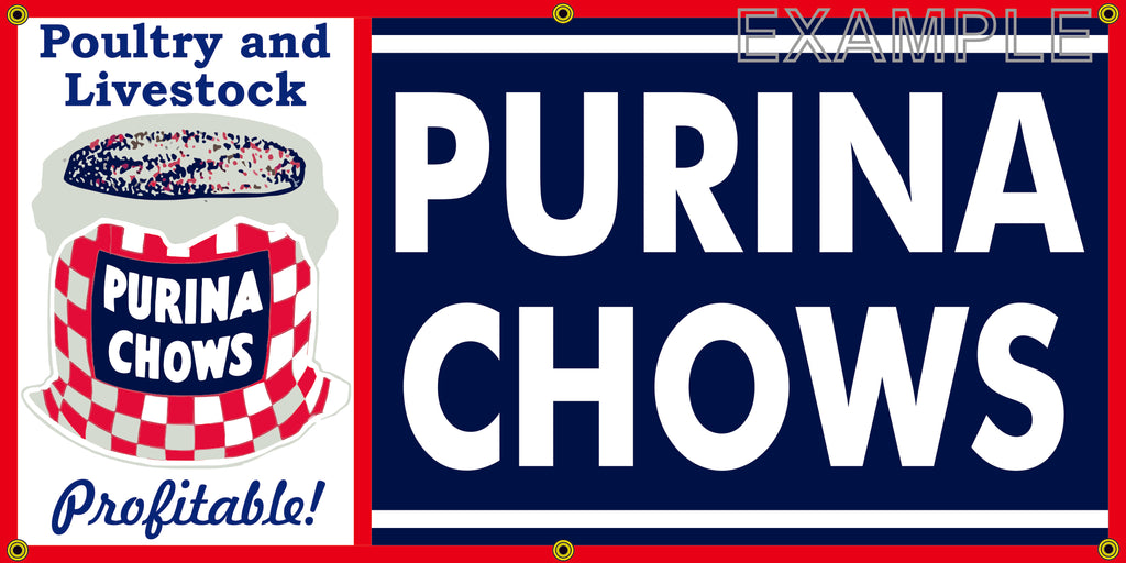 PURINA CHOWS FEED POULTRY & LIVESTOCK FARM FEED STORE VINTAGE OLD SCHOOL SIGN REMAKE BANNER SIGN ART MURAL VARIOUS SIZES