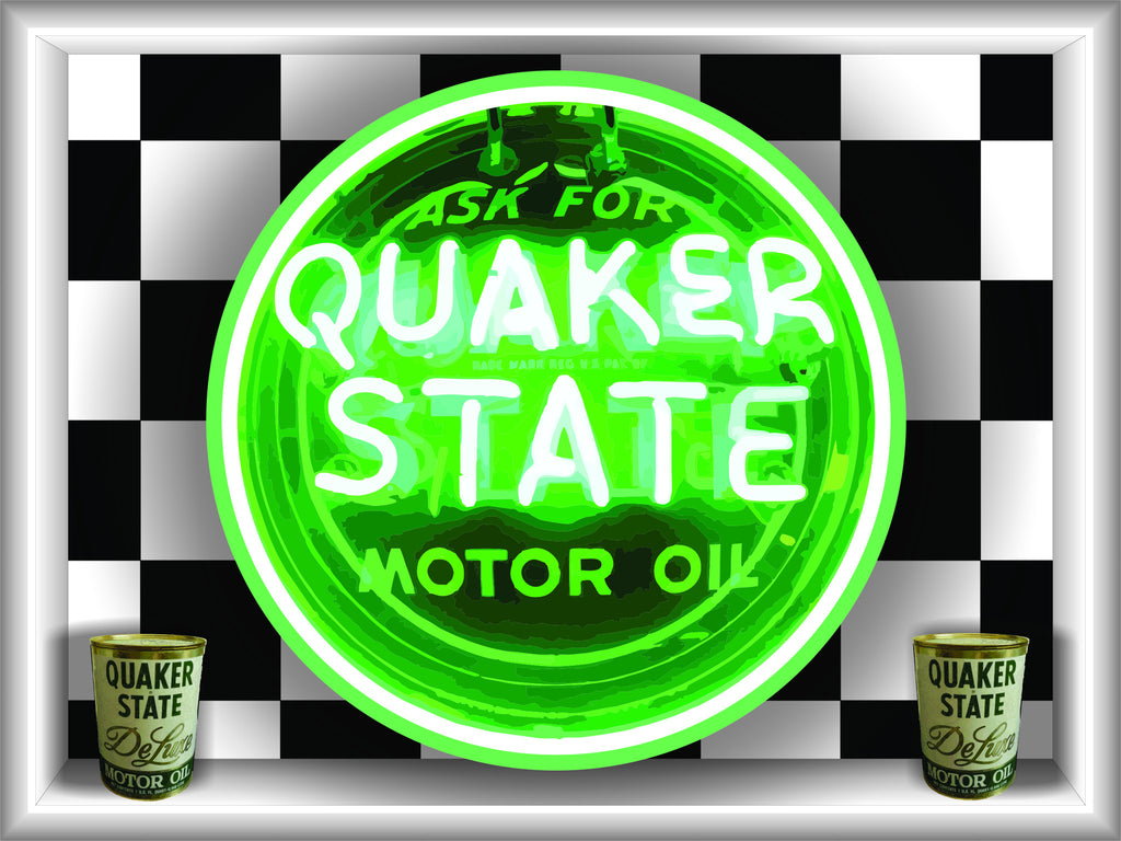 QUAKER STATE MOTOR OIL Neon Effect Sign Printed Banner 4' x 3'