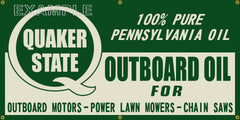 QUAKER STATE OUTBOARD MOTOR OIL VINTAGE OLD SCHOOL SIGN REMAKE BANNER SIGN ART MURAL 2' X 4'/3' X 6'