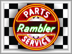 RAMBLER PARTS SERVICE Neon Effect Sign Printed Banner 4' x 3'
