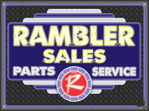 RAMBLER SALES PARTS SERVICE DEALER DESIGN SIGN REMAKE BANNER ART MURAL 3' X 4'