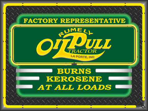 RUMELY OIL PULL TRACTORS VINTAGE STYLE Neon Effect Sign Printed Banner 4' x 3'