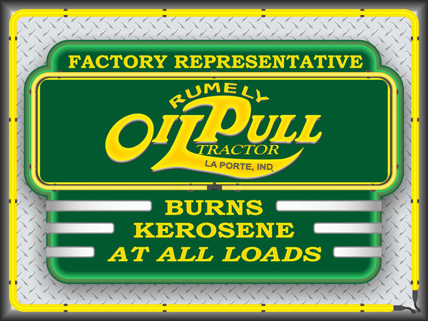 RUMELY OIL PULL TRACTORS VINTAGE STYLE Neon Effect Sign Printed Banner 4' x 3'