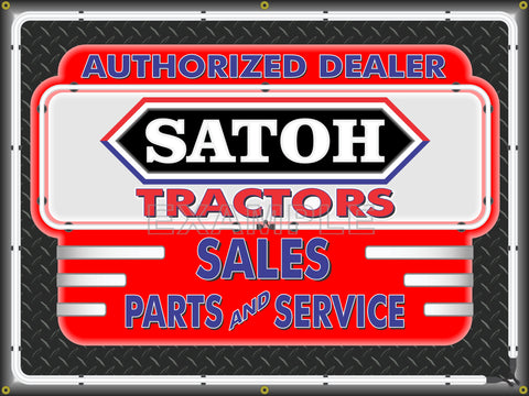 SATOH TRACTORS DEALER STYLE SIGN SALES SERVICE PARTS TRACTOR REPAIR SHOP REMAKE BANNER 3' X 4'