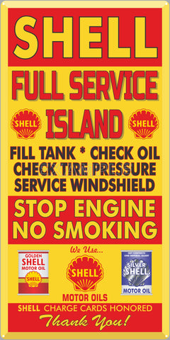 SHELL GAS FULL SERVICE ISLAND GAS STATION SERVICE GASOLINE OLD SIGN REMAKE ALUMINUM CLAD SIGN VARIOUS SIZES