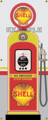 SHELL VINTAGE STYLE GAS PUMP GAS STATION SERVICE STATION BANNER SIGN ART MURAL 2' X 5'