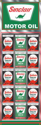 SINCLAIR DINO GAS STATION OIL CAN RACK DISPLAY PRINTED BANNER SIGN MURAL ART 20" x 60"