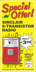 SINCLAIR GAS STATION TRANSISTOR RADIO SPECIAL PROMO OLD SIGN REMAKE ALUMINUM CLAD SIGN VARIOUS SIZES