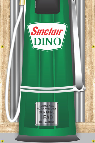 SINCLAIR DINO GAS STATION OLD VISIBLE GAS PUMP RUSTIC PRINTED BANNER MURAL ART 2' x 8'