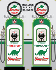 SINCLAIR DINO GAS PUMP INDIVIDUAL, SET OR LARGER 1-PIECE PRINTED BANNER SHOP ART MURAL 2' X 5', 5' X 6'