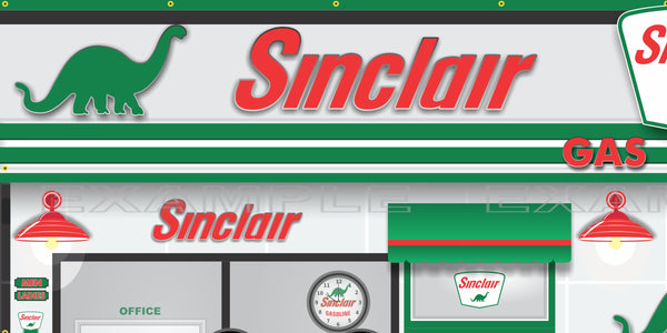 SINCLAIR DINO OLD GAS PUMP GAS STATION SCENE WALL MURAL SIGN BANNER GARAGE ART VARIOUS SIZES