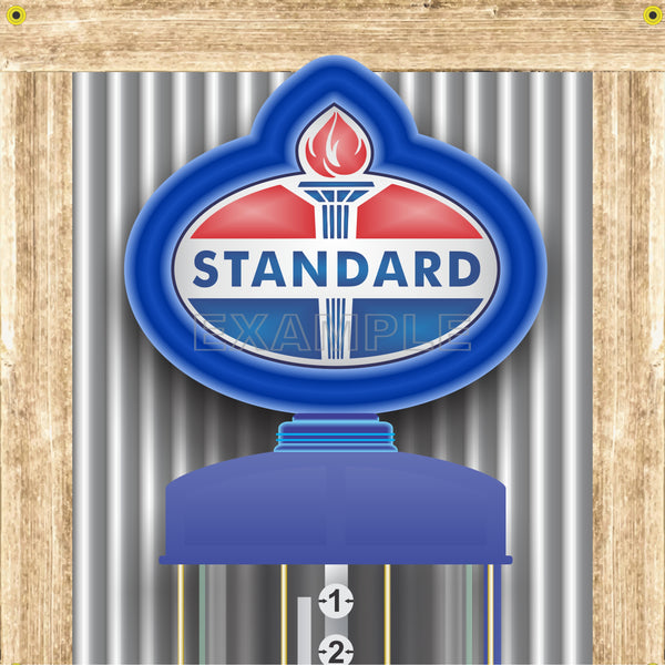 STANDARD OIL GAS STATION OLD VISIBLE GAS PUMP RUSTIC PRINTED BANNER MURAL ART 2' x 8'