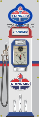STANDARD OIL GASOLINE OLD CLOCK FACE GAS PUMP Sign Printed Banner VERTICAL 2' x 6'