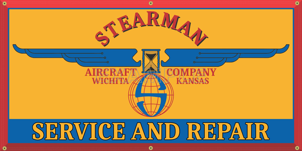 STEARMAN AIRCRAFT COMPANY AIRPLANES VINTAGE OLD SCHOOL SIGN REMAKE BANNER SIGN ART MURAL 2' X 4'/3' X 6'/4' X 8'