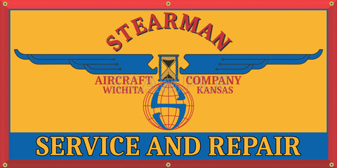 STEARMAN AIRCRAFT COMPANY AIRPLANES VINTAGE OLD SCHOOL SIGN REMAKE BANNER SIGN ART MURAL 2' X 4'/3' X 6'/4' X 8'