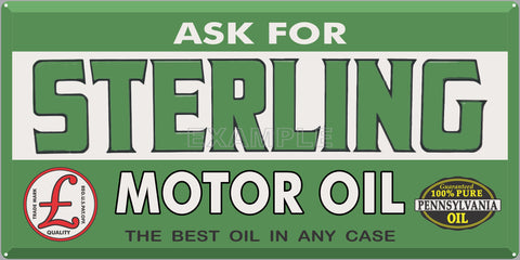 STERLING MOTOR OIL GAS STATION SERVICE OLD SIGN REMAKE ALUMINUM CLAD SIGN VARIOUS SIZES