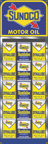 SUNOCO GAS STATION OIL CAN RACK DISPLAY PRINTED BANNER SIGN MURAL ART 20" x 60"