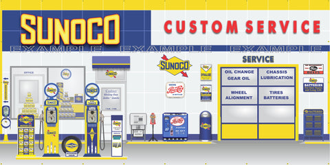 SUNOCO OLD GAS PUMP GAS STATION SCENE WALL MURAL SIGN BANNER GARAGE ART VARIOUS SIZES
