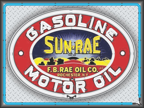 SUN RAE GASOLINE MOTOR OIL Neon Effect Sign Printed Banner 4' x 3'