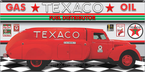 TEXACO 1939 AIRFLOW TRUCK SCENE GAS STATION SERVICE GASOLINE OLD SIGN REMAKE ALUMINUM CLAD SIGN VARIOUS SIZES