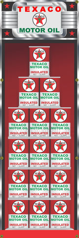 TEXACO OIL CAN RACK DISPLAY GAS STATION PRINTED BANNER SIGN MURAL ART 20" x 60"