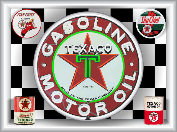 TEXACO 30'S LOGO Neon Effect Sign Printed Banner 4' x 3'