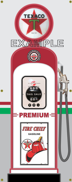 TEXACO GAS PUMP INDIVIDUAL OR SET PRINTED BANNER SHOP ART MURAL 2' X 5'