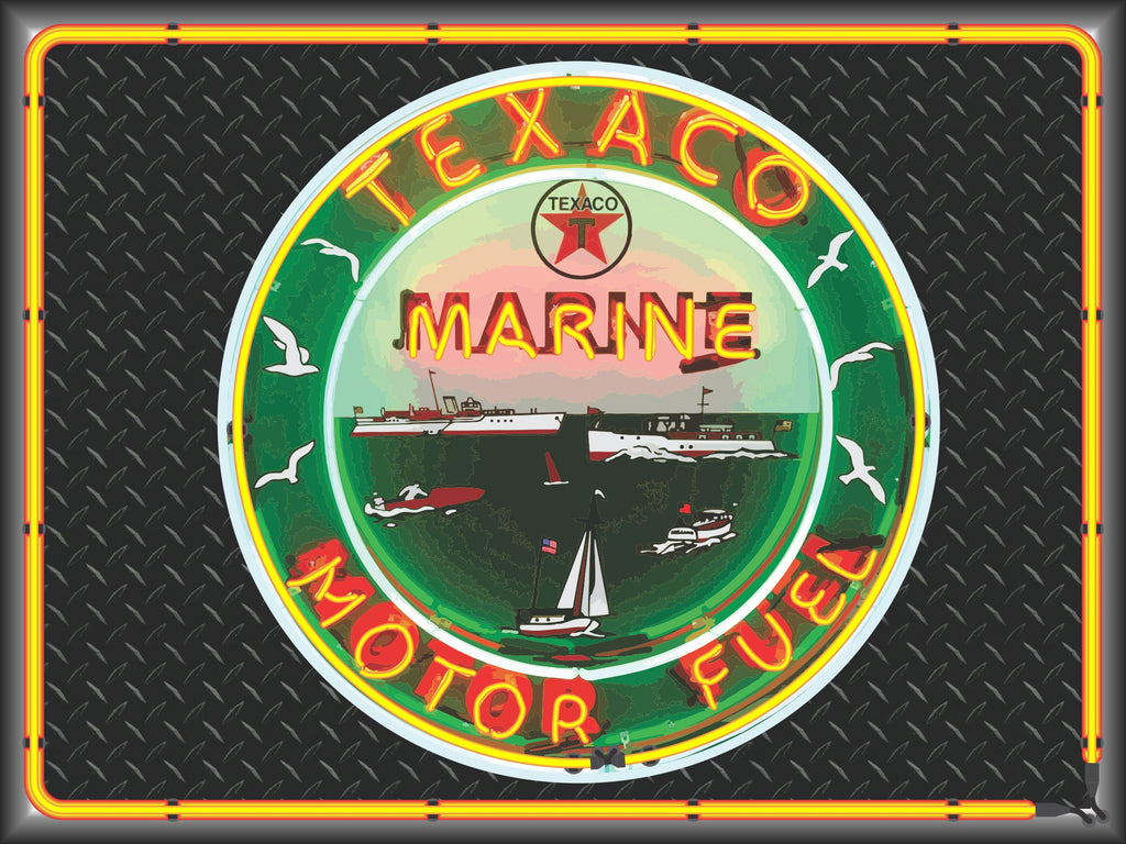 TEXACO MARINE MOTOR FUEL Neon Effect Sign Printed Banner 4' x 3'