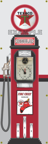 TEXACO FIRE CHIEF GASOLINE CLOCK FACE GAS PUMP Sign Printed Banner VERTICAL 2' x 6'