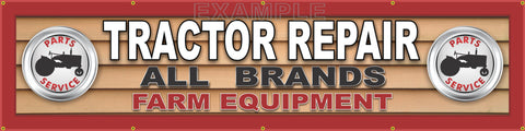 TRACTOR PARTS SERVICE REPAIR SHOP GENERIC DEALER SIGN RED WHITE BLACK BANNER MURAL 24" x 96"