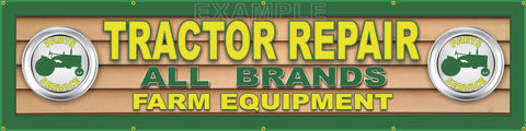 TRACTOR PARTS SERVICE REPAIR SHOP GENERIC DEALER SIGN GREEN/YELLOW BANNER MURAL 24" x 96"