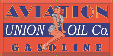 UNION AVIATION GASOLINE OIL COMPANY AIRCRAFT AIRPLANES GAS STATION VINTAGE OLD SCHOOL SIGN REMAKE BANNER SIGN ART MURAL 2' X 4'/3' X 6'/4' X 8'