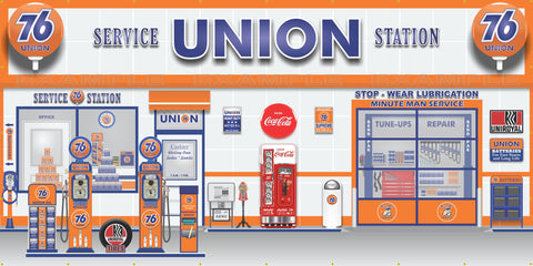 UNION 76 RETRO OLD GAS PUMP GAS STATION SCENE WALL MURAL SIGN BANNER GARAGE ART VARIOUS SIZES