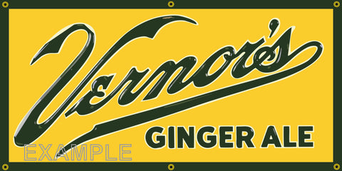 VERNOR'S GINGER ALE SODA POP OLD SCHOOL SIGN REMAKE BANNER SIGN ART MURAL 2' X 4'/3' X 6'