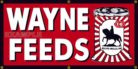 WAYNE FEEDS FARM FEED STORE VINTAGE OLD SCHOOL SIGN REMAKE BANNER SIGN ART MURAL VARIOUS SIZES