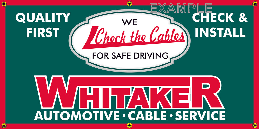 WHITAKER AUTOMOTIVE CABLE VINTAGE OLD SCHOOL SIGN REMAKE BANNER SIGN ART MURAL 2' X 4'/3' X 6'