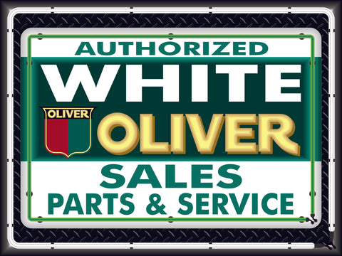 WHITE OLIVER TRACTORS DEALER STYLE SIGN SALES SERVICE PARTS TRACTOR REPAIR SHOP REMAKE BANNER 3' X 4'