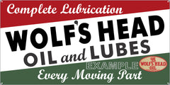 WOLF'S HEAD MOTOR OIL LUBRICANTS GAS STATION SERVICE GASOLINE OLD SIGN REMAKE ALUMINUM CLAD SIGN VARIOUS SIZES
