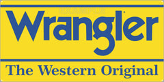 WRANGLER JEANS WESTERN WEAR RODEO GENERAL STORE SIGN OLD REMAKE ALUMINUM CLAD SIGN VARIOUS SIZES