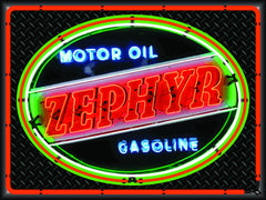 ZEPHYR MOTOR OIL GASOLINE Neon Effect Sign Printed Banner 4' x 3'